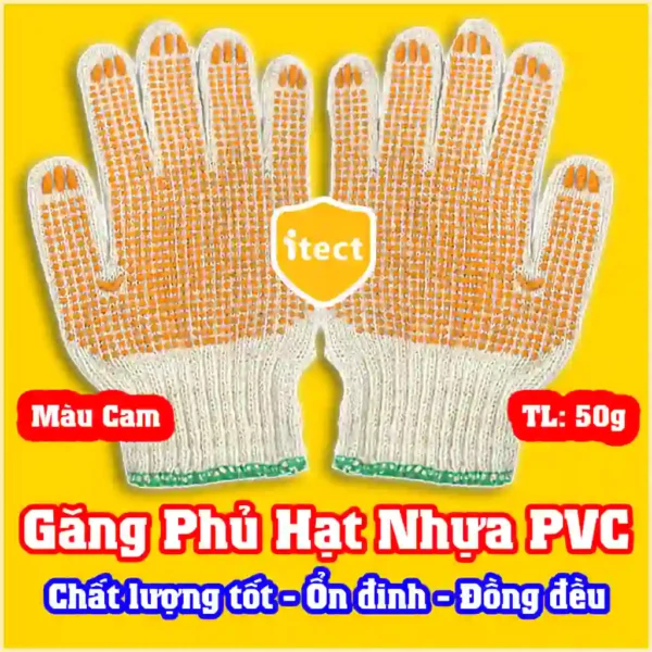 Găng Tay Phủ Hạt Nhựa Cam 50g