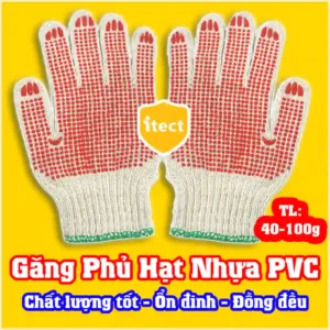 Găng Tay Phủ Hạt Nhựa Màu Đỏ