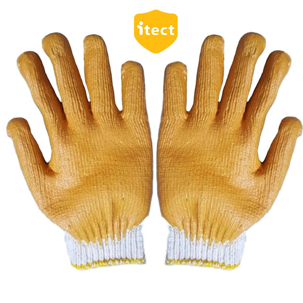 Găng tay phủ cao su màu vàng