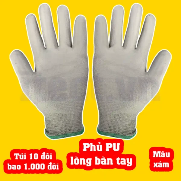 Găng Tay Phủ Pu Lòng Bàn Tay Màu Xám